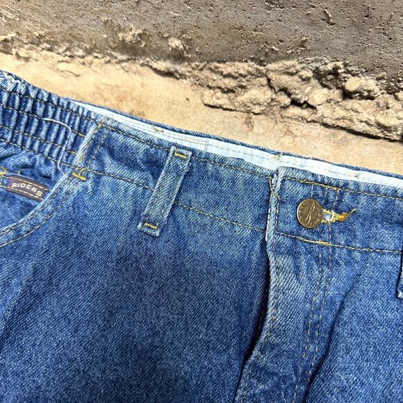 Riders Denim Jeans Mens 16 Medium Blue Stretch Elastic Waist Authentic Comfort - Picture 2 of 9